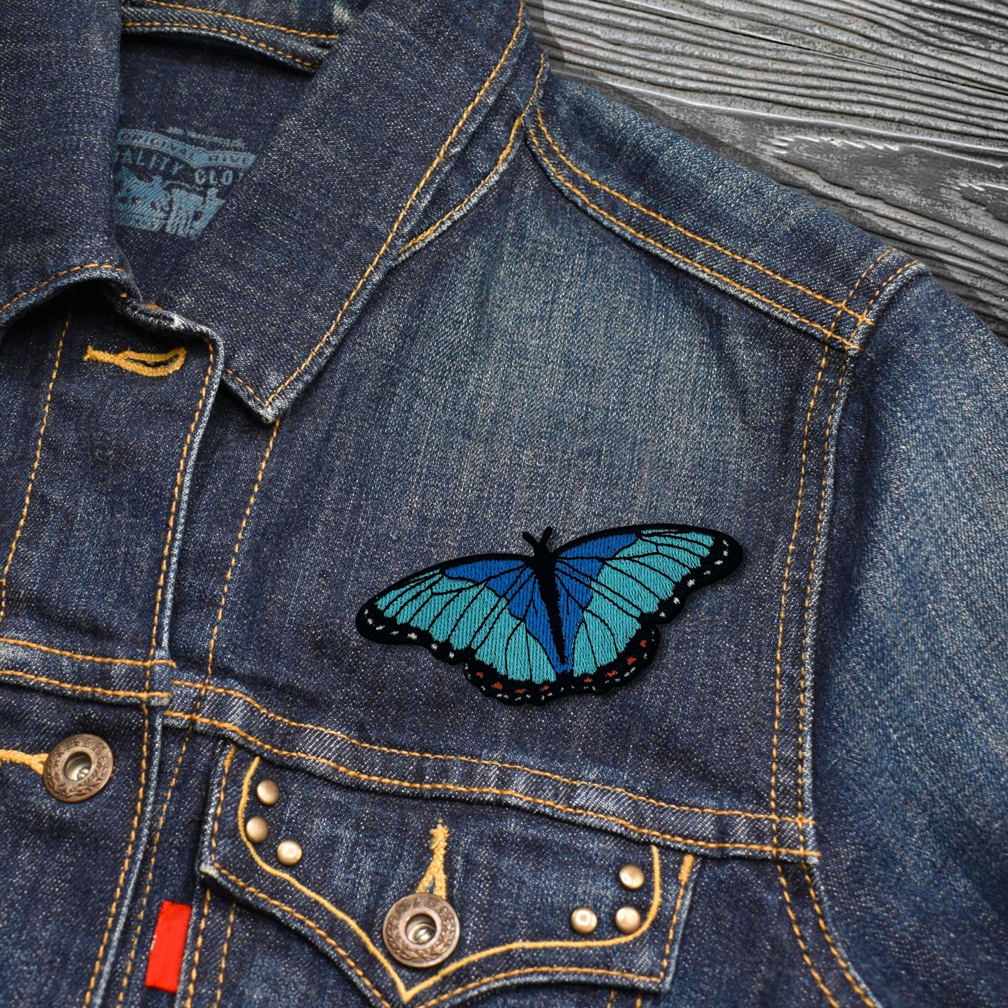 Blue Morpho Butterfly Embroidered Iron-on Patch | Clayton Jewelry Labs