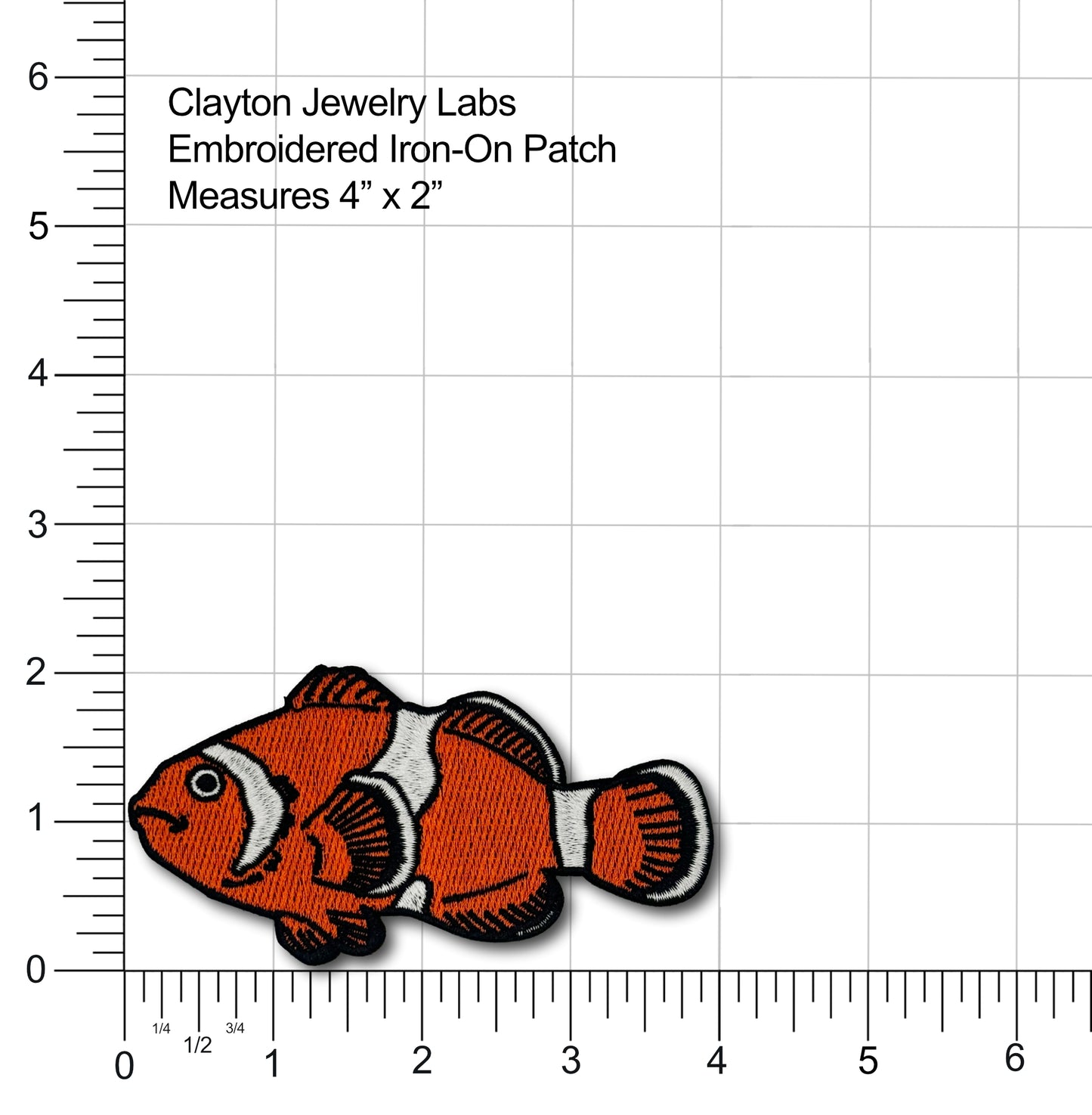 Clownfish Embroidered Iron-on Patch | Clayton Jewelry Labs