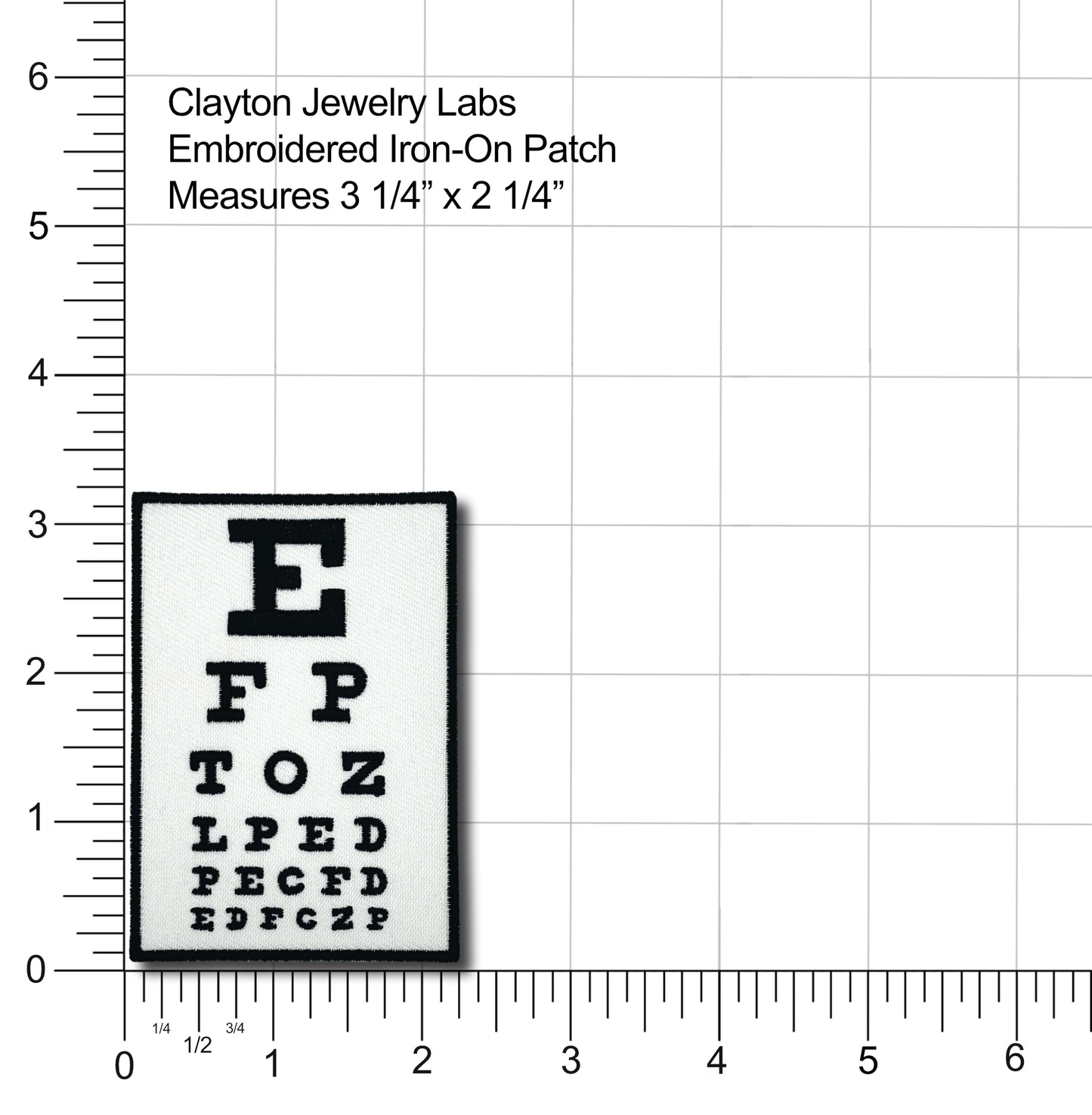 Eye Exam Chart Embroidered Iron-on Patch | Clayton Jewelry Labs