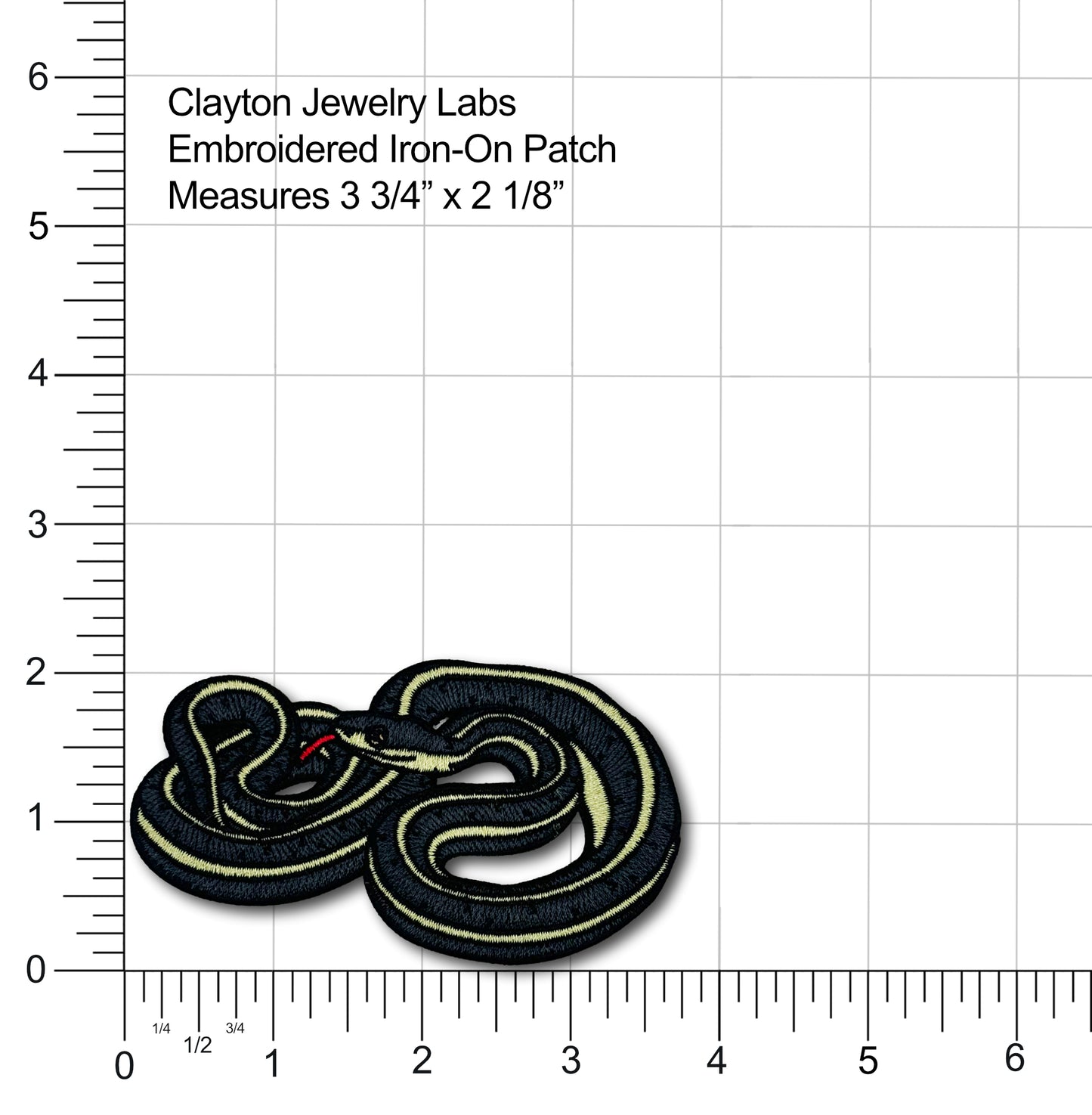Garter Snake Embroidered Iron-on Patch | Clayton Jewelry Labs