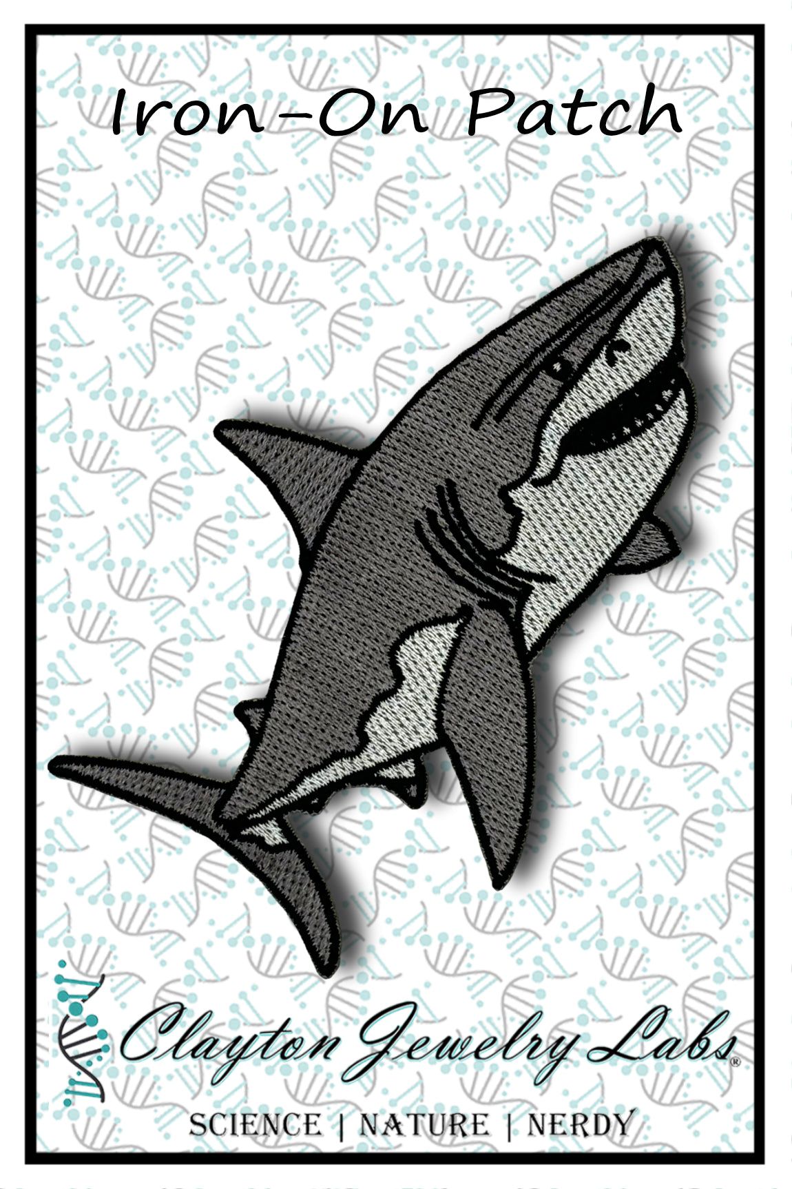 Great White Shark Embroidered Iron-on Patch | Clayton Jewelry Labs