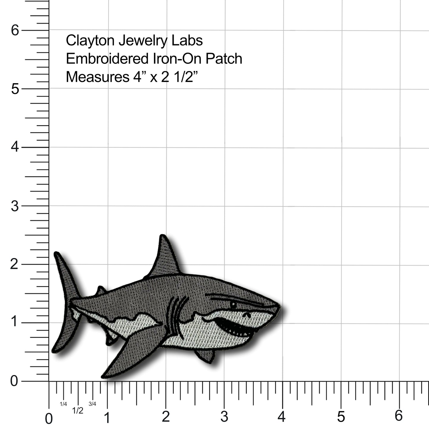 Great White Shark Embroidered Iron-on Patch | Clayton Jewelry Labs