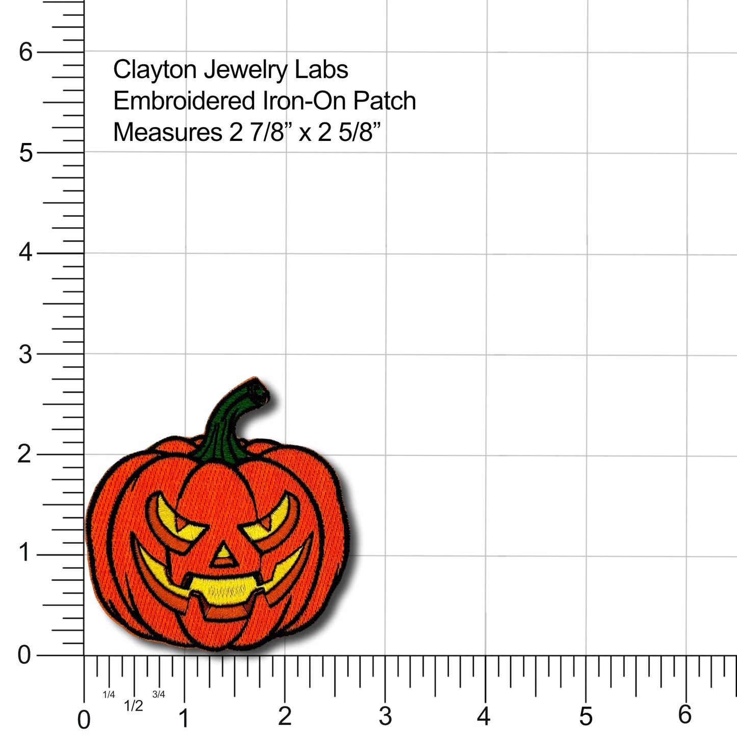 Jack-O-Lantern Embroidered Iron-on Patch | Clayton Jewelry Labs