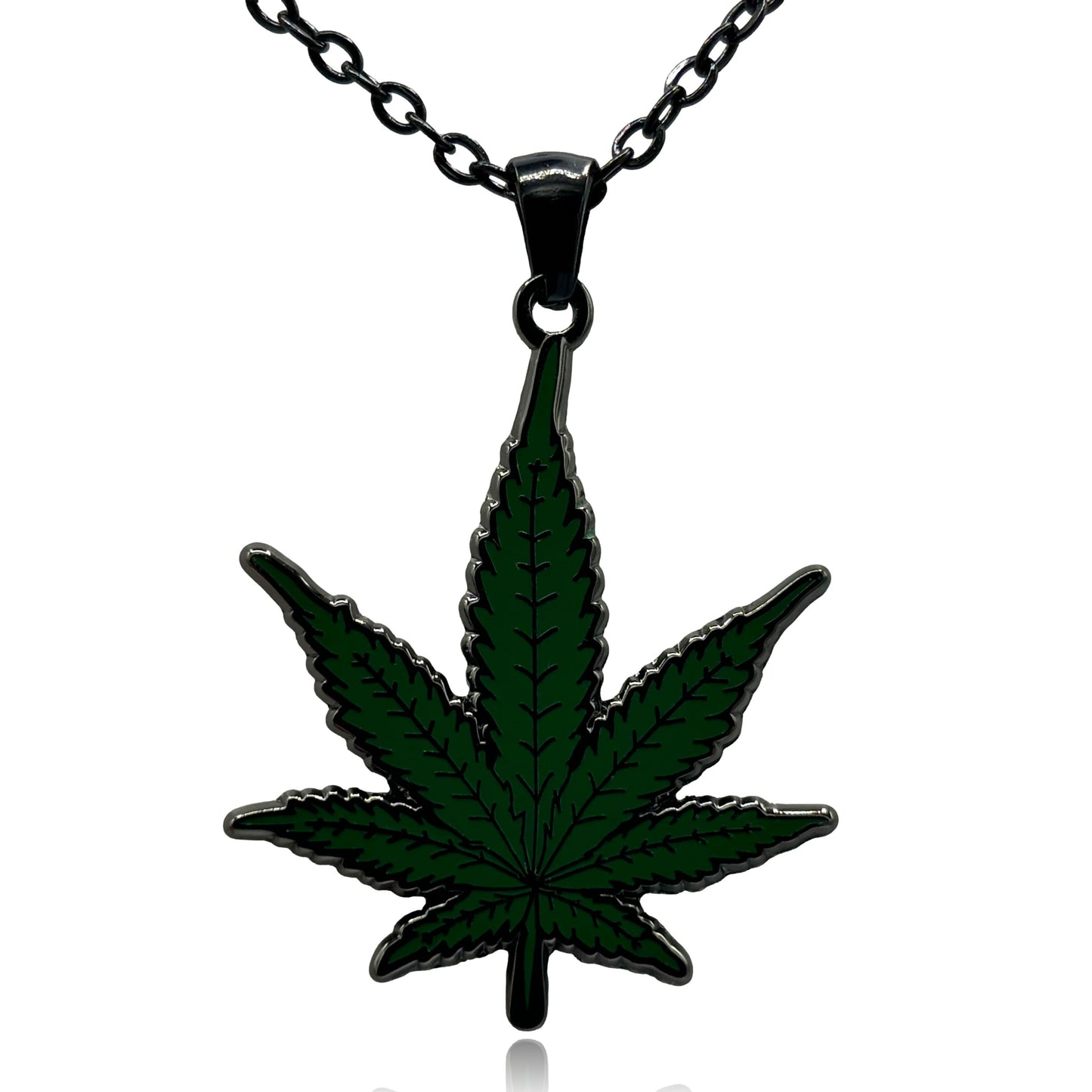 Marijuana Leaf Enamel Pendant Necklace | Clayton Jewelry Labs