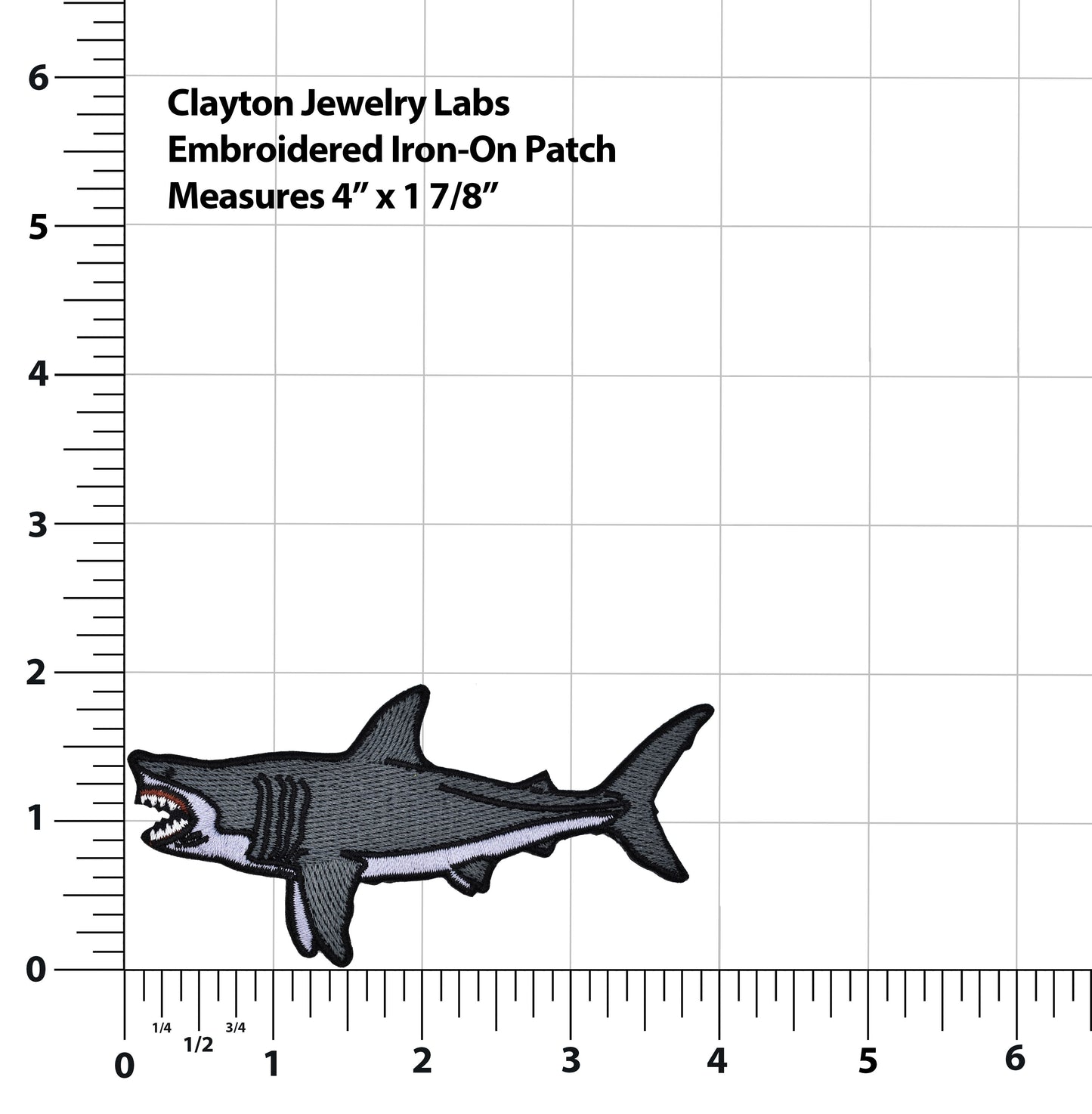 Megalodon Shark Embroidered Iron-on Patch