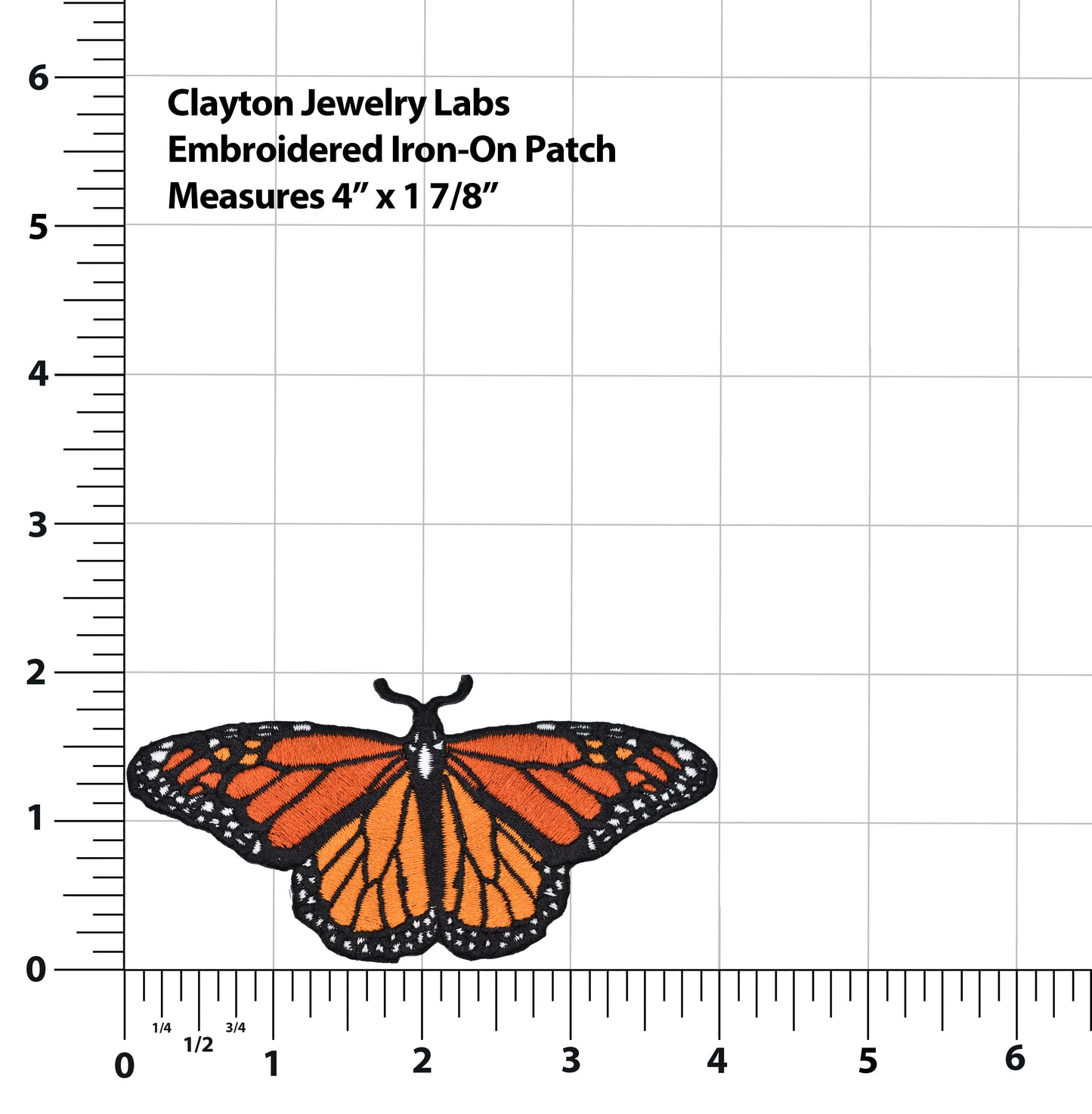 Monarch Butterfly Embroidered Iron-on Patch