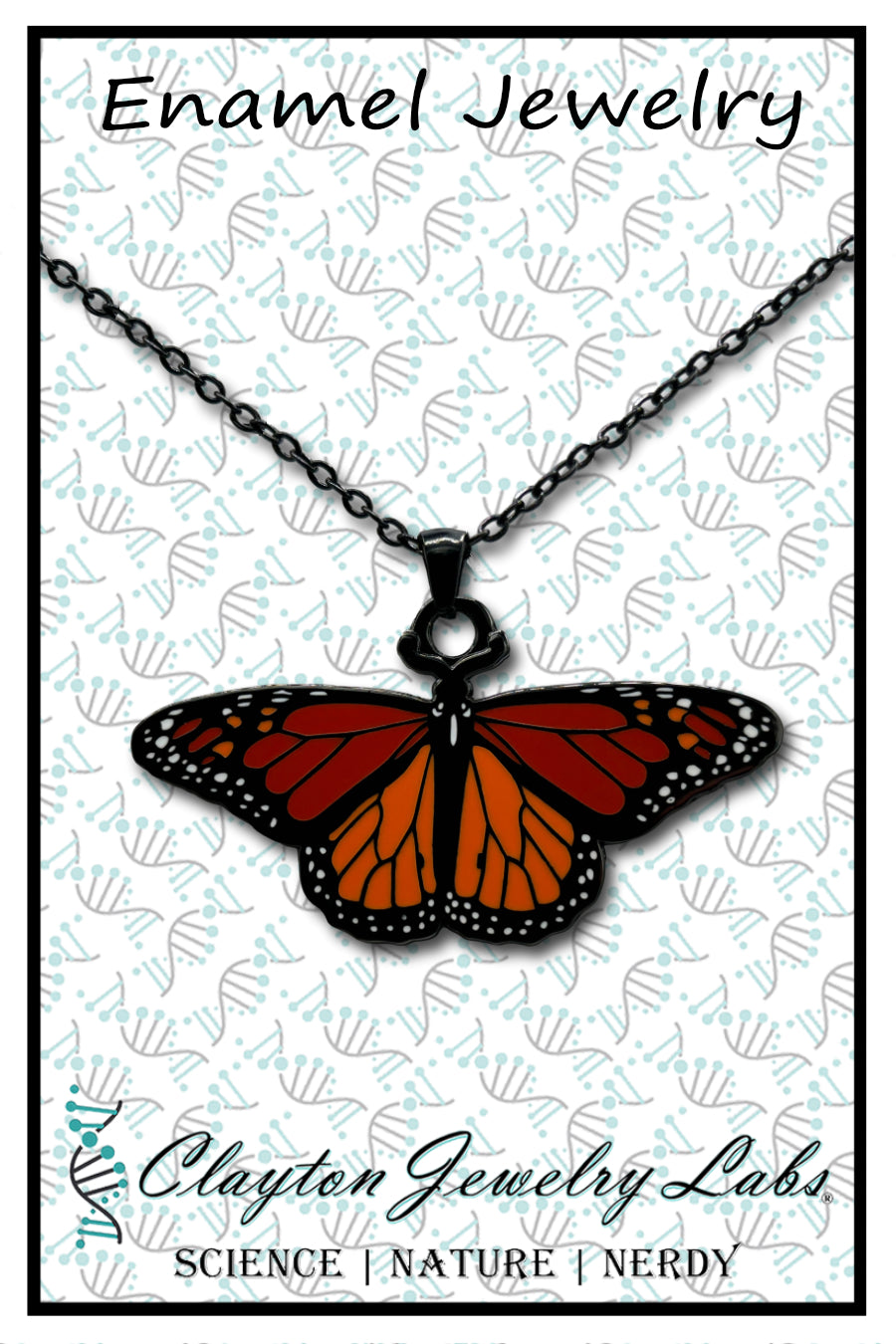 Monarch Butterfly Enamel Pendant Necklace | Clayton Jewelry Labs
