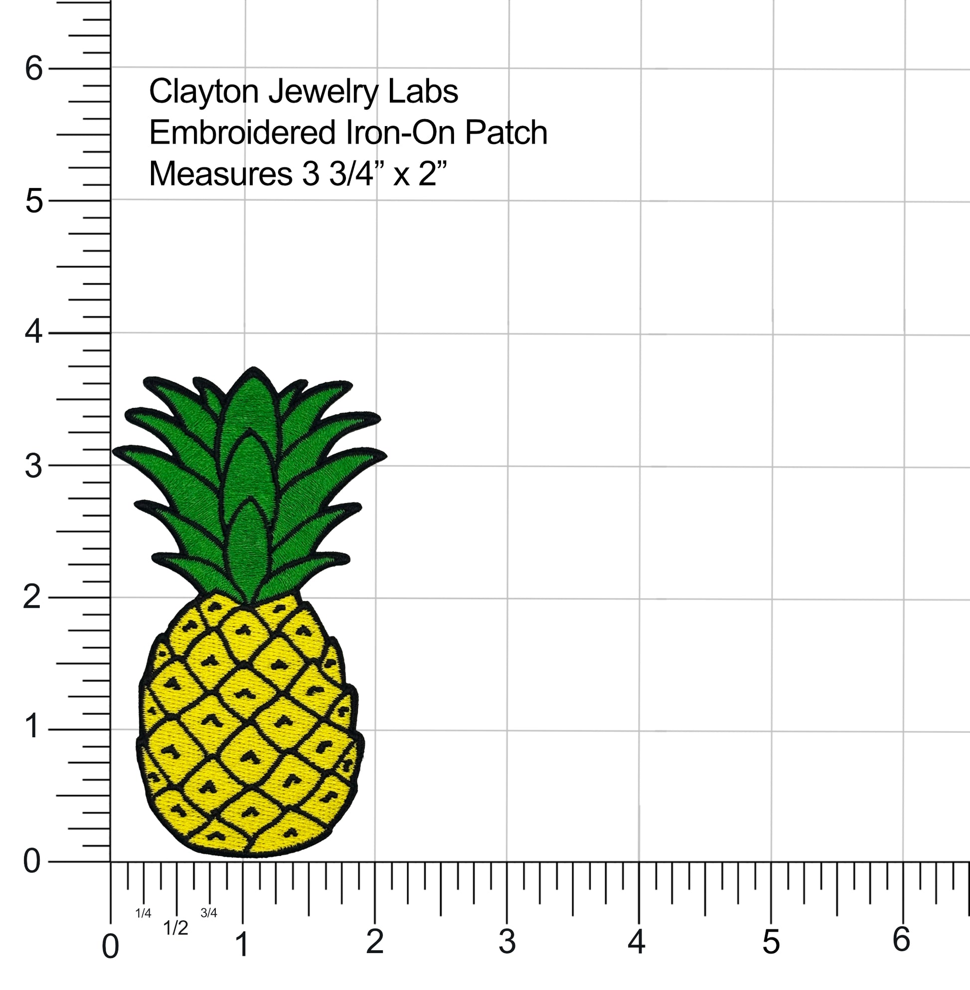 Pineapple patch with size measurement on a grid background
