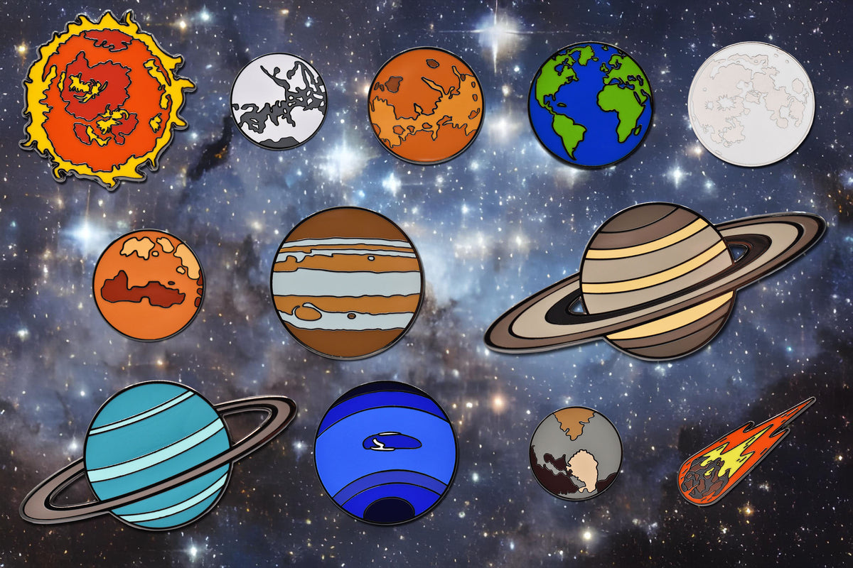 Yugen Handmade Solar System Planet Enamel Pin Set of 9