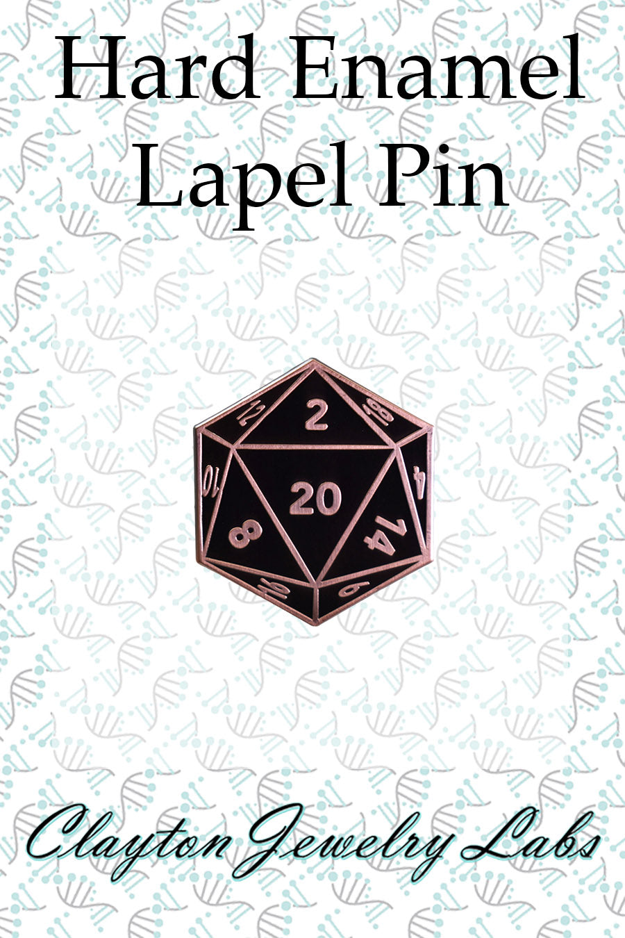 D20 Twenty-Sided Die Hard Enamel Lapel Pin