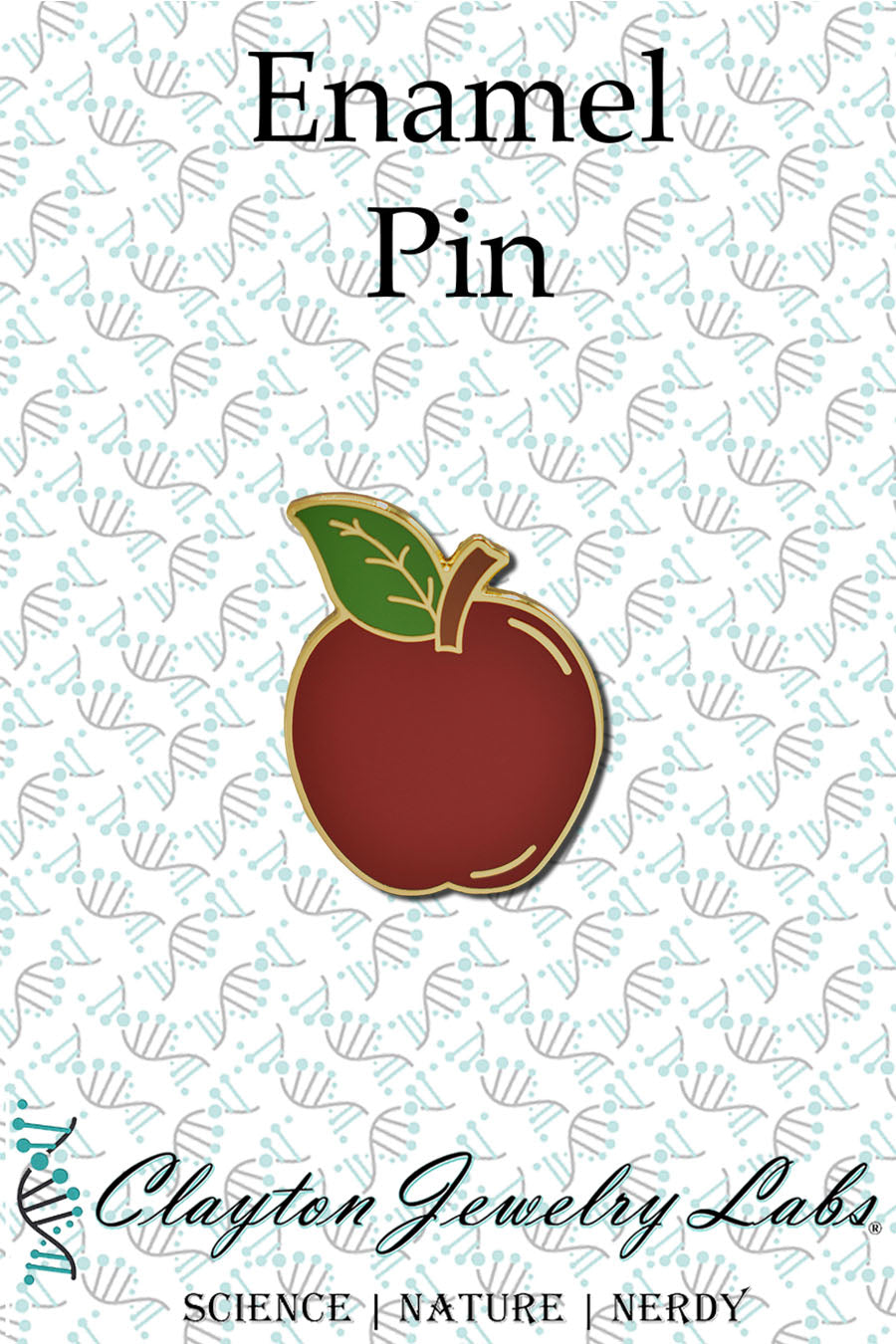 Gold Red Apple Hard Enamel Pin | Clayton Jewelry Labs