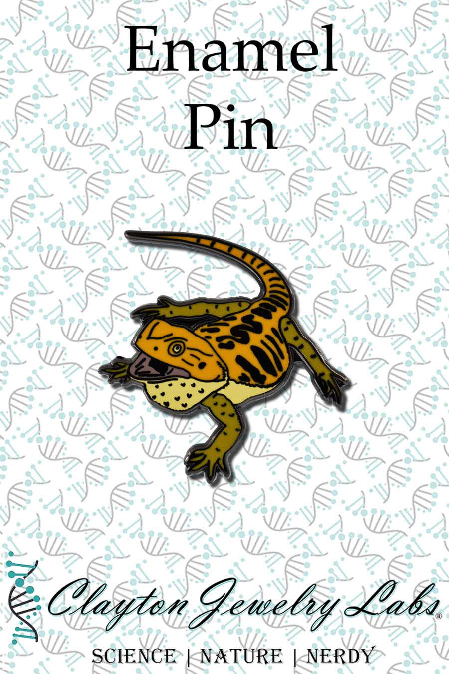 Bearded Dragon Pogona Lizard Hard Enamel Pin | Clayton Jewelry Labs