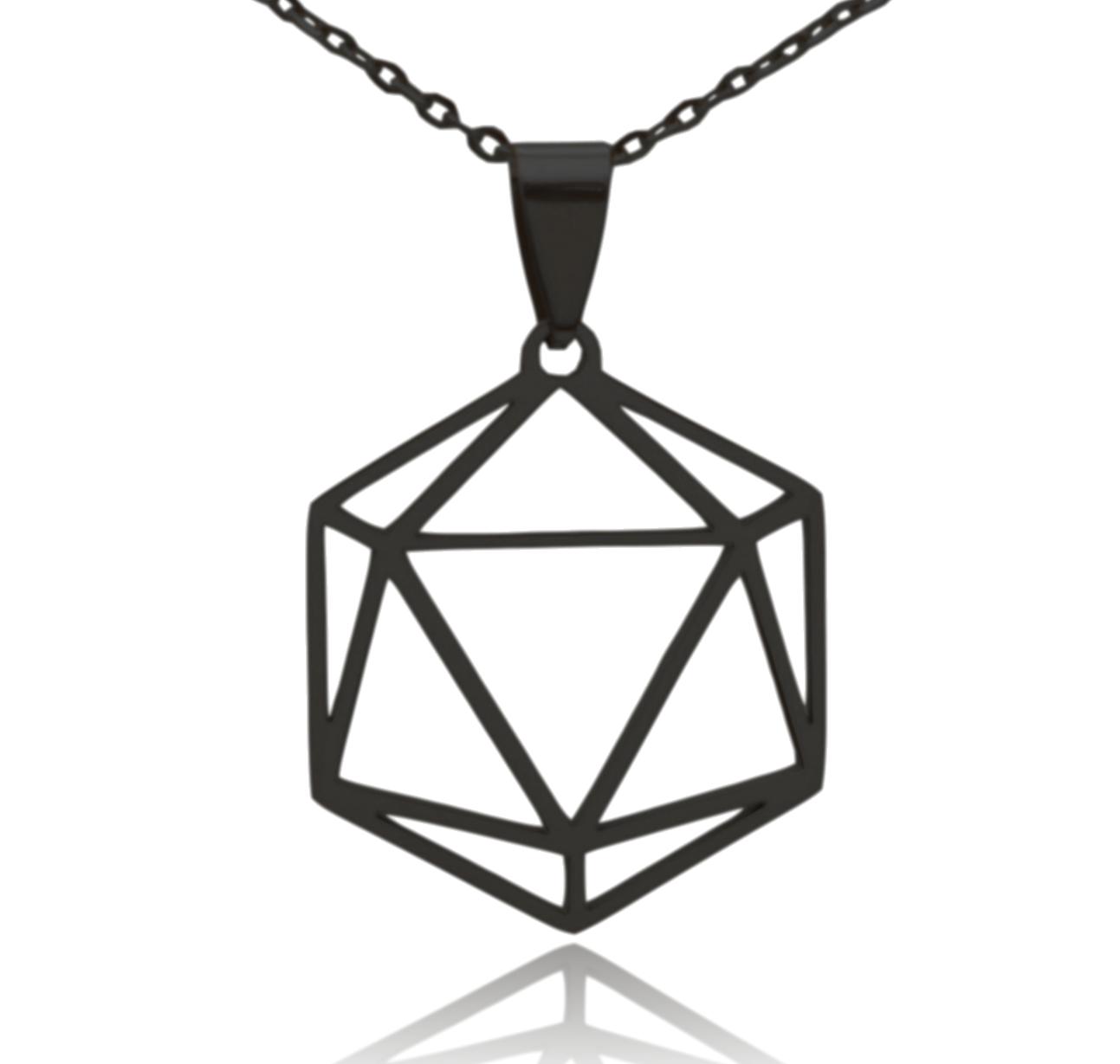 D20 Dice Silhouette Stainless Steel Necklace