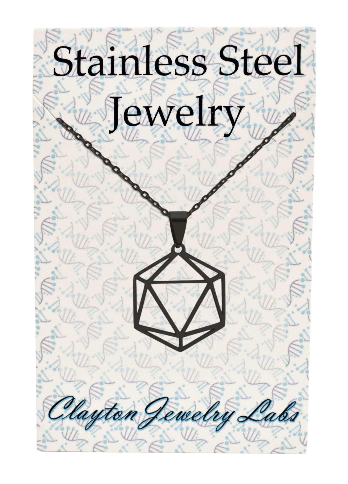 D20 Dice Silhouette Stainless Steel Necklace