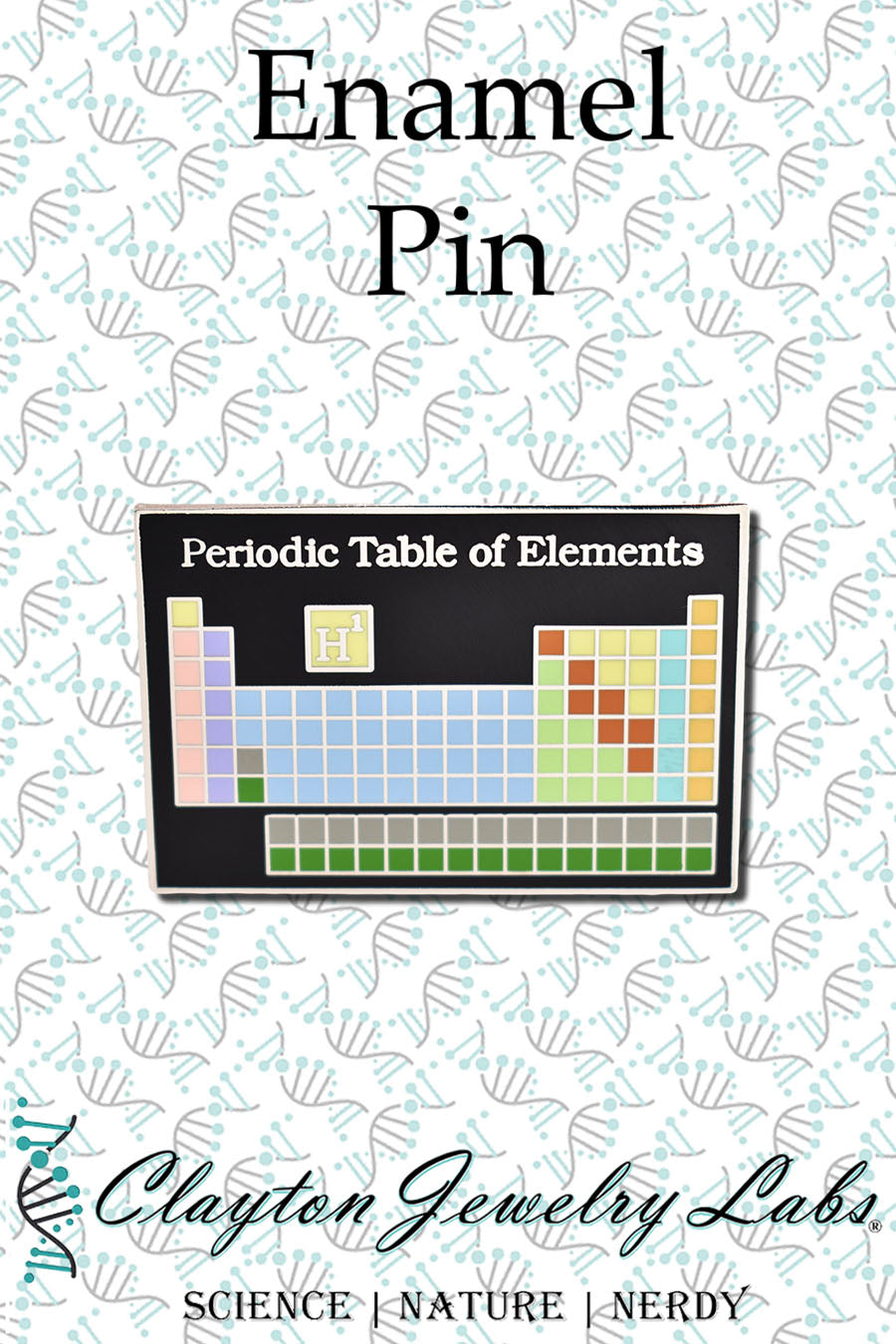 Black Periodic Table of Elements Hard Enamel Pin | Clayton Jewelry Labs