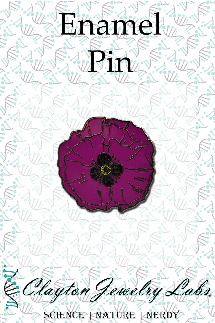 Black Purple Poppy Flower Hard Enamel Pin - Clayton Jewelry Labs