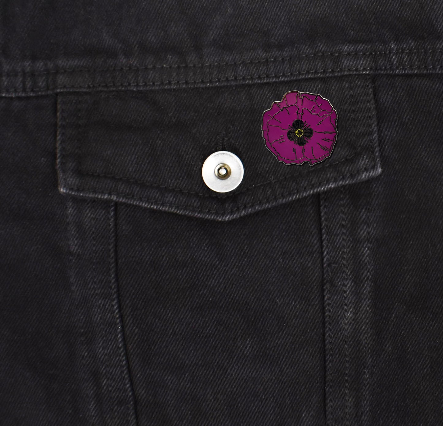 Black Purple Poppy Flower Hard Enamel Pin - Clayton Jewelry Labs