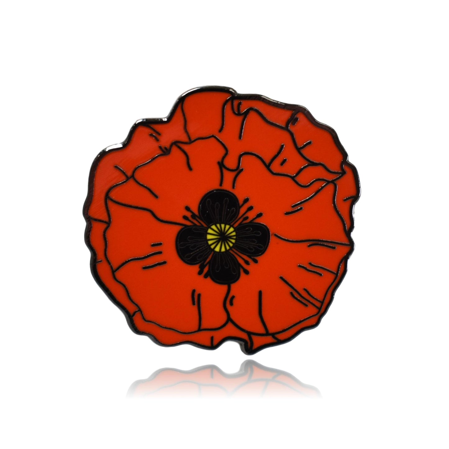 Red Poppy Flower Hard Enamel Lapel Pin