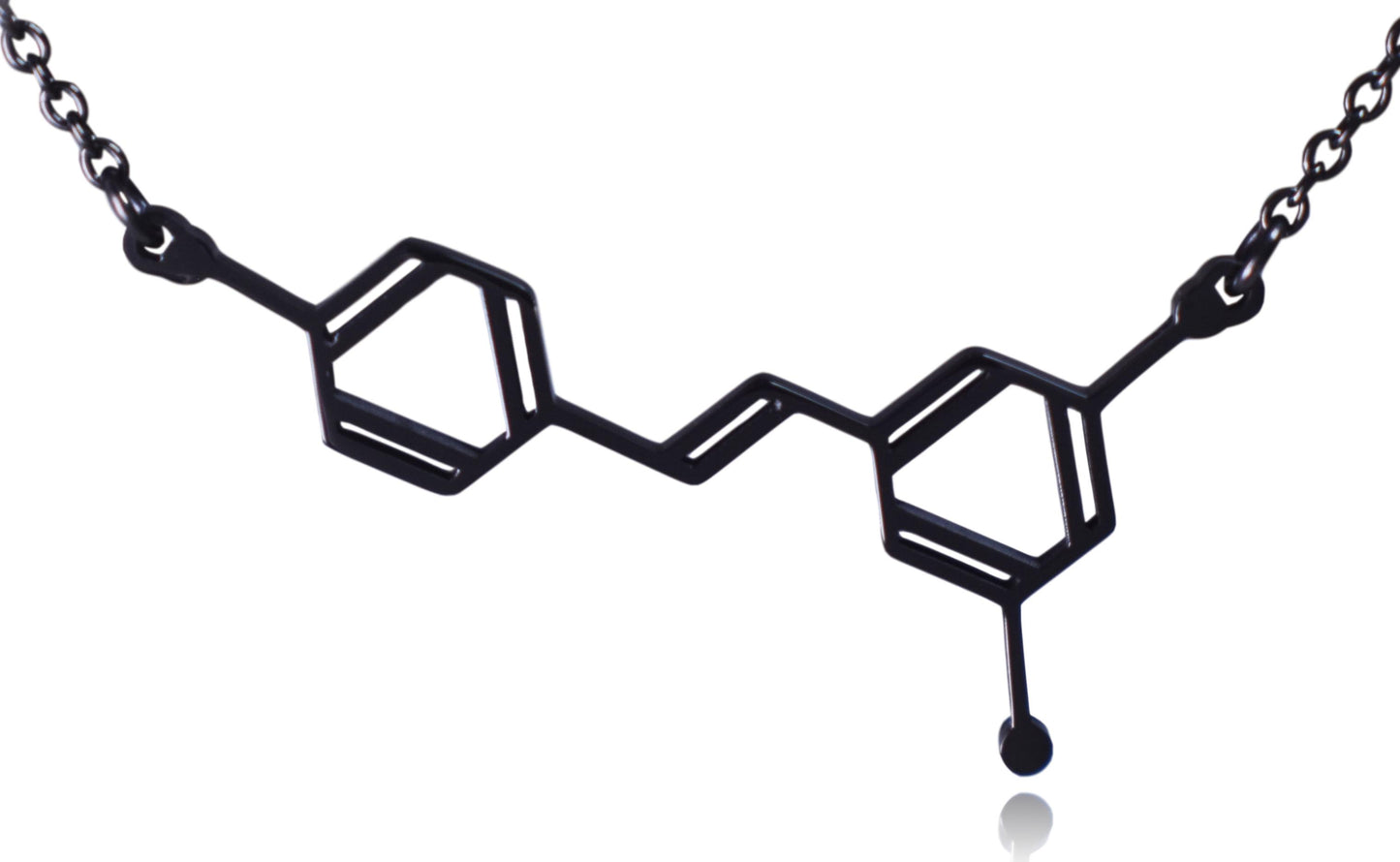 Black Wine Resveratrol Molecule Stainless Steel Necklace