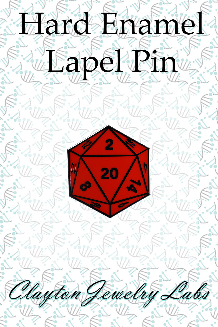 D20 Twenty-Sided Die Hard Enamel Lapel Pin