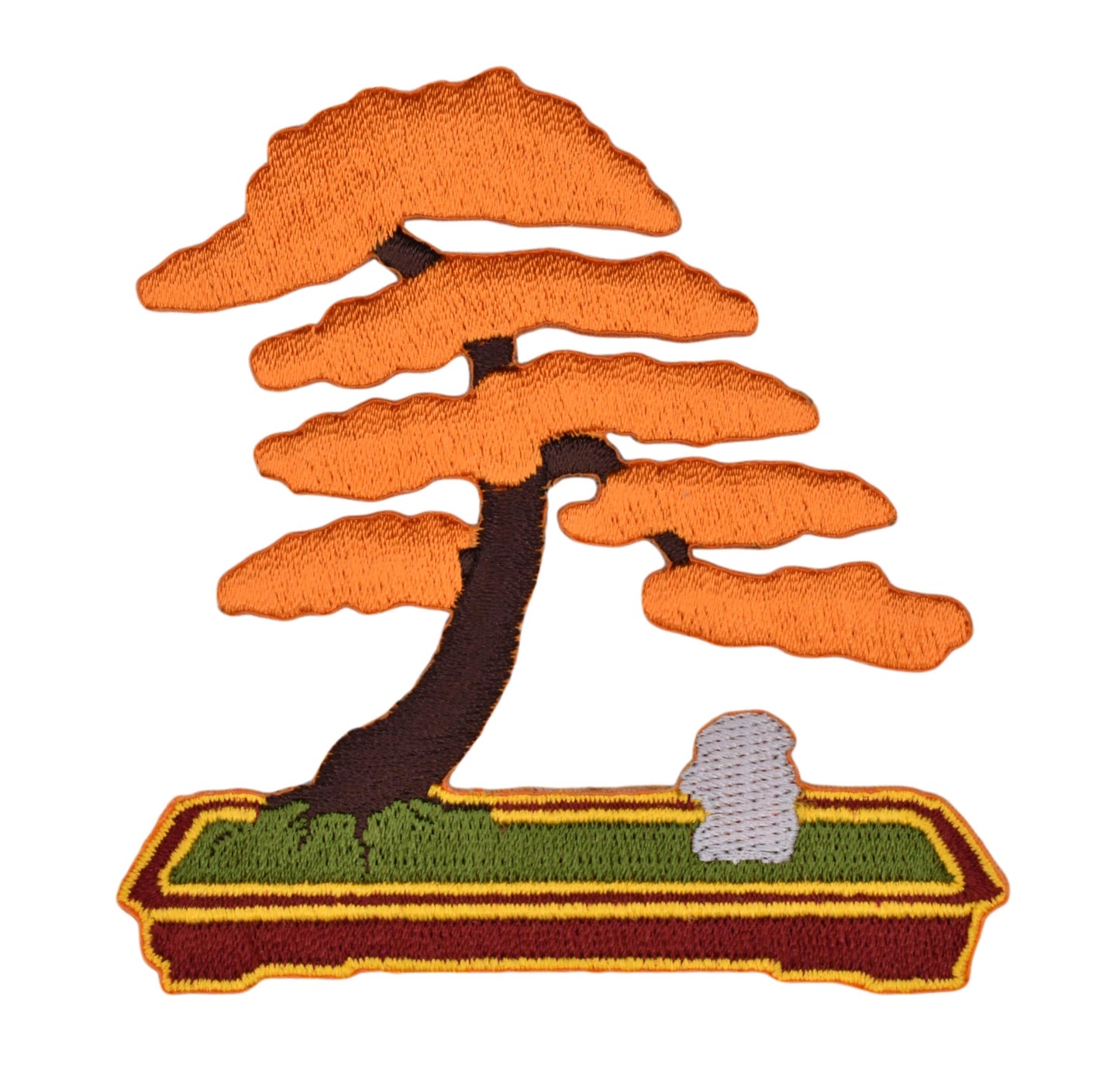 Orange Bonsai Tree Embroidered Iron-on Patch