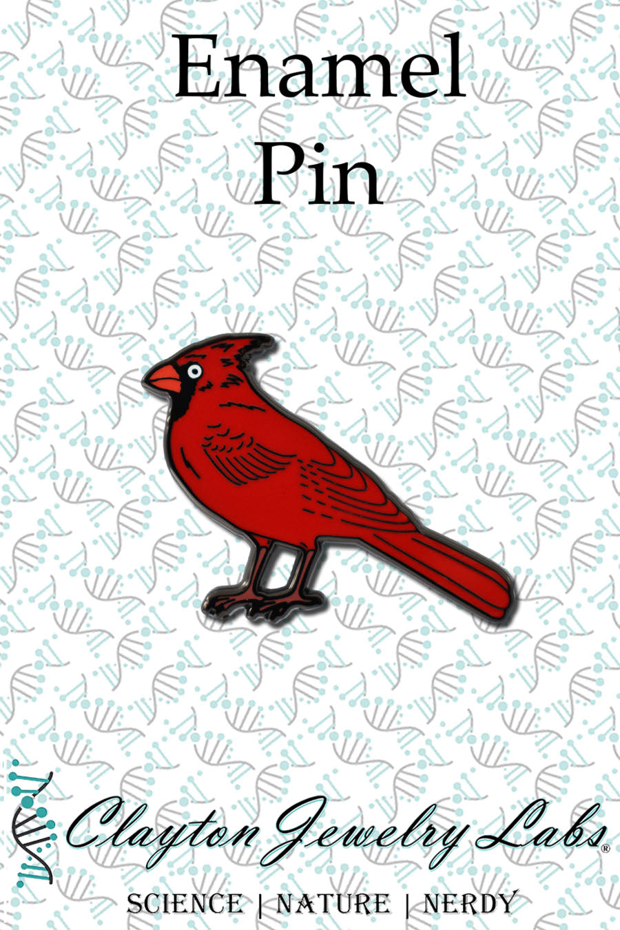 Red Cardinal Bird Hard Enamel Pin | Clayton Jewelry Labs