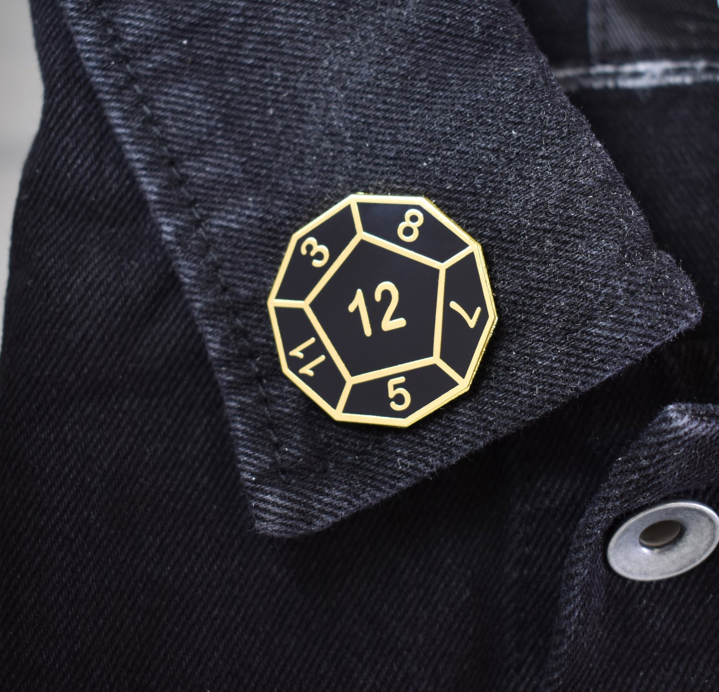 D12 Twelve-Sided Die Hard Enamel Lapel Pin
