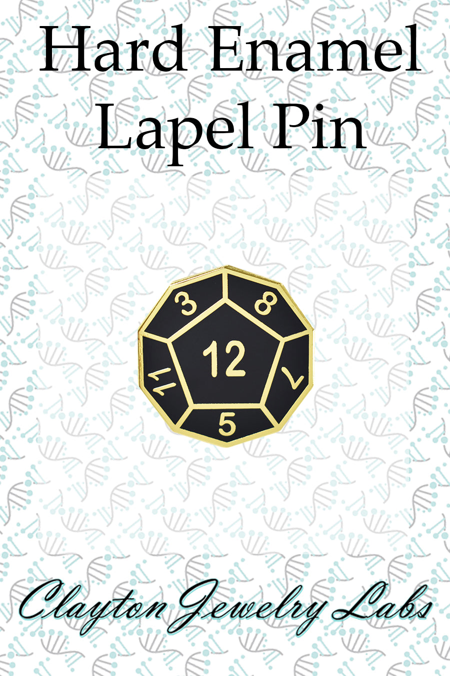 D12 Twelve-Sided Die Hard Enamel Lapel Pin