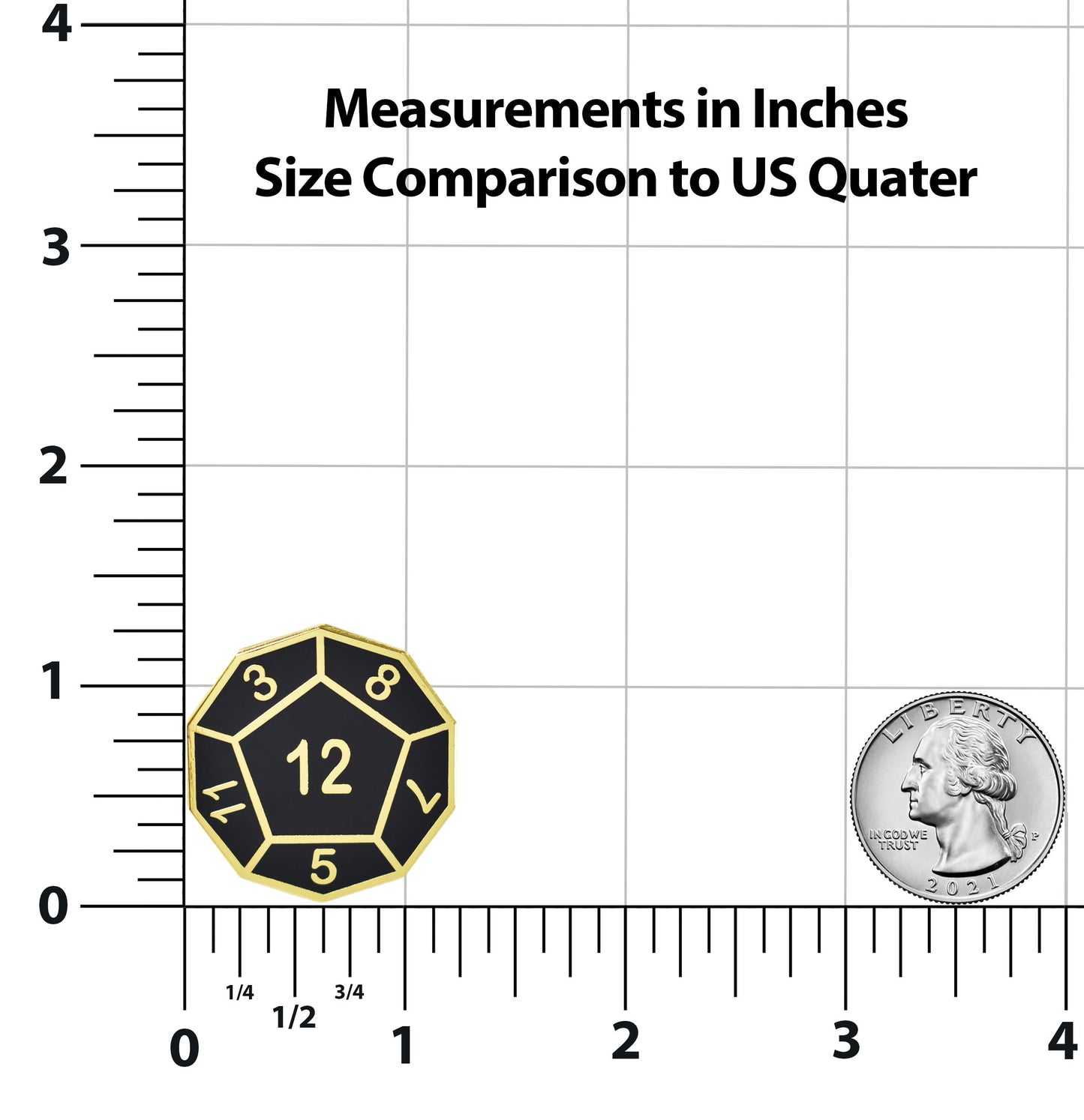 D12 Twelve-Sided Die Hard Enamel Lapel Pin