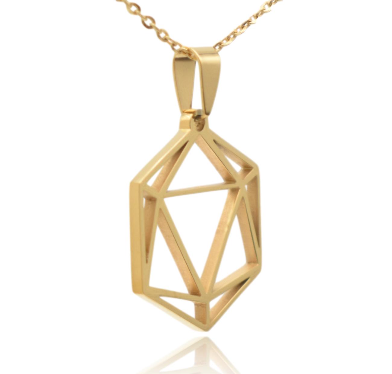 D20 Dice Silhouette Stainless Steel Necklace