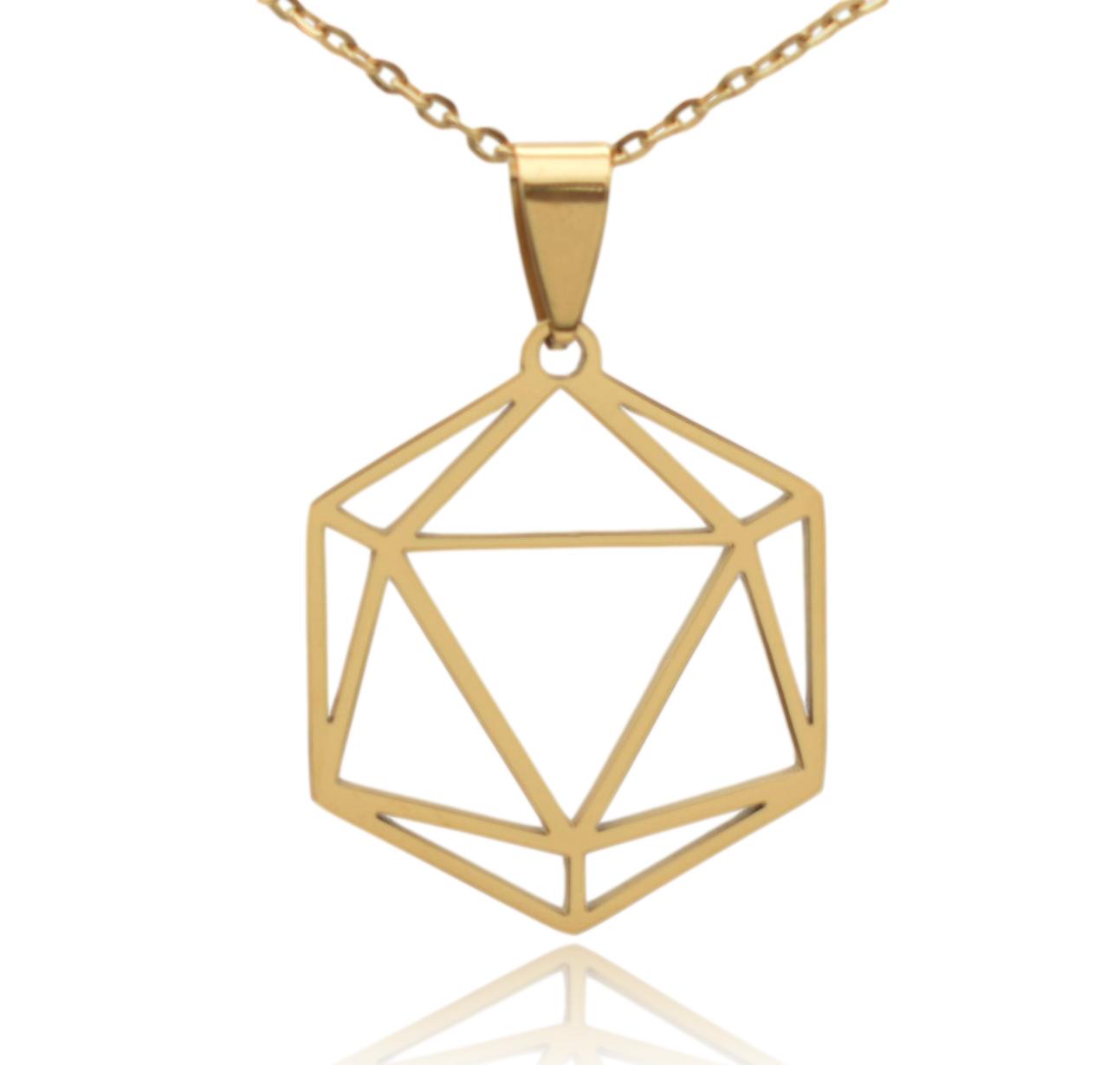 D20 Dice Silhouette Stainless Steel Necklace