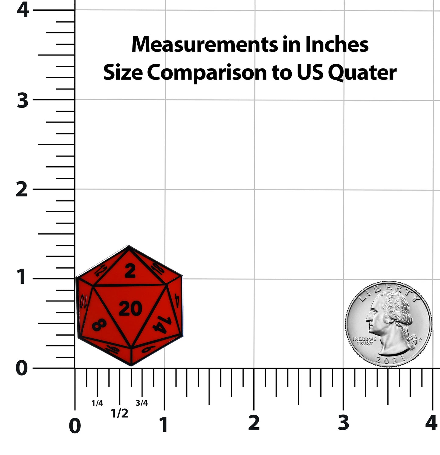 D20 Twenty-Sided Die Hard Enamel Lapel Pin