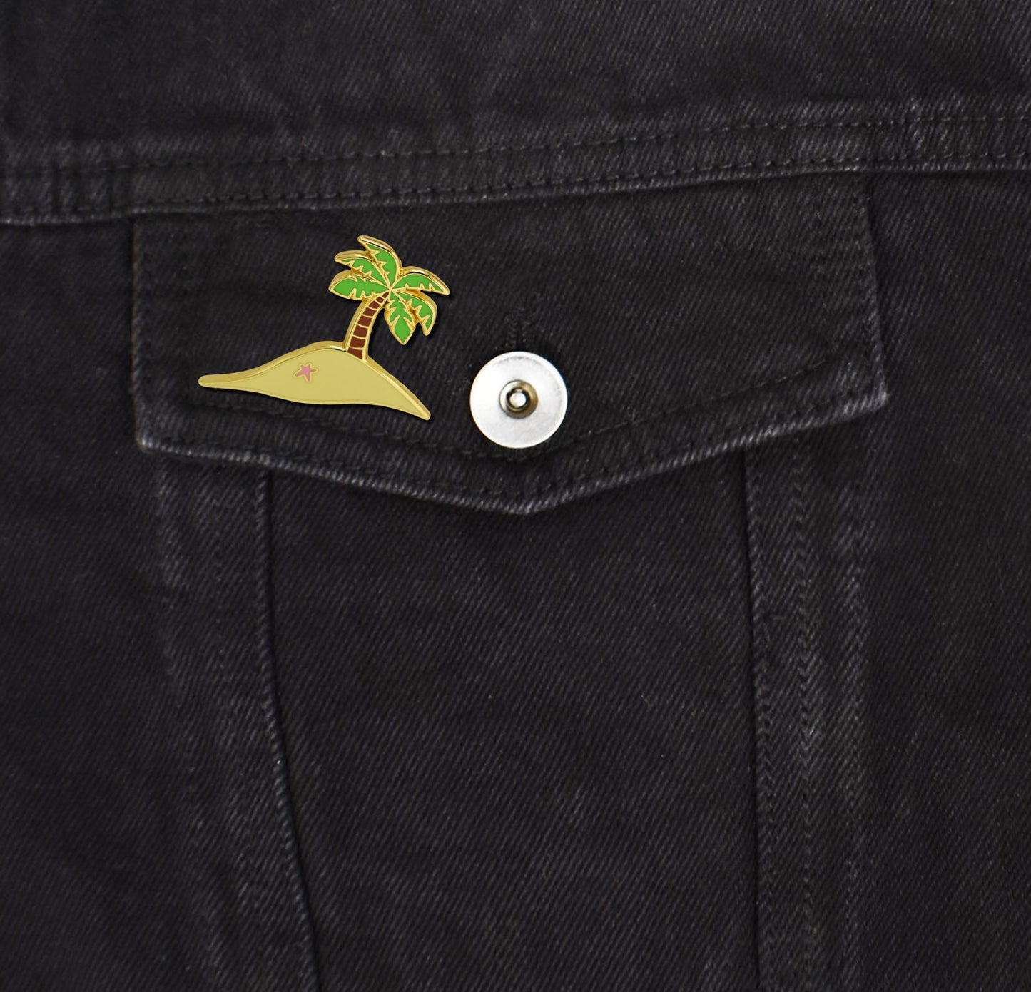 Gold Deserted Island Palm Tree Hard Enamel Pin | Clayton Jewelry Labs
