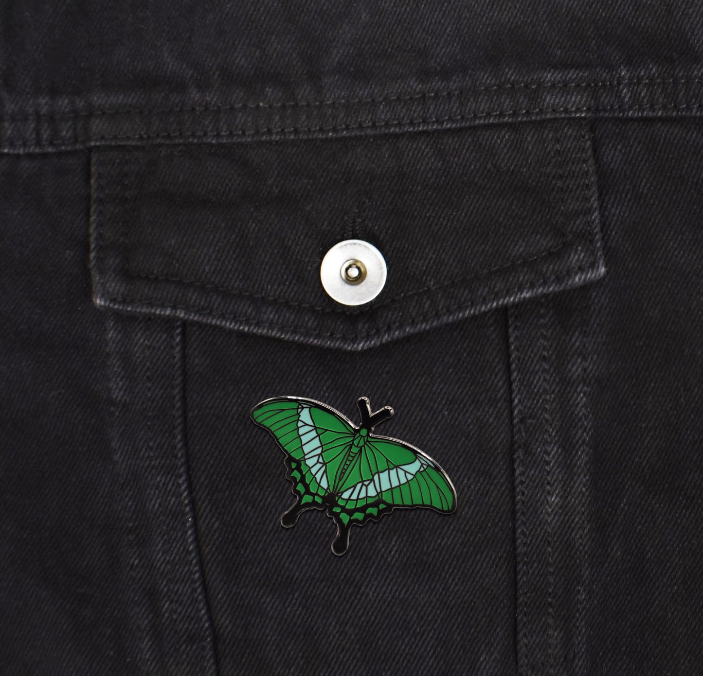 Emerald Swallowtail Butterfly Hard Enamel Pin - Clayton Jewelry Labs