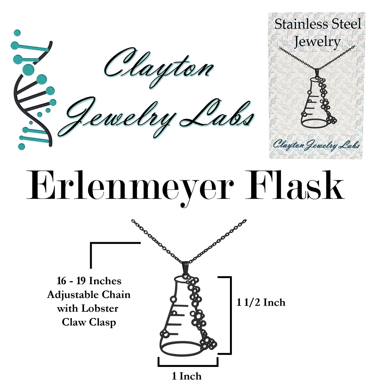 Erlenmeyer Flask Stainless Steel Pendant Necklace