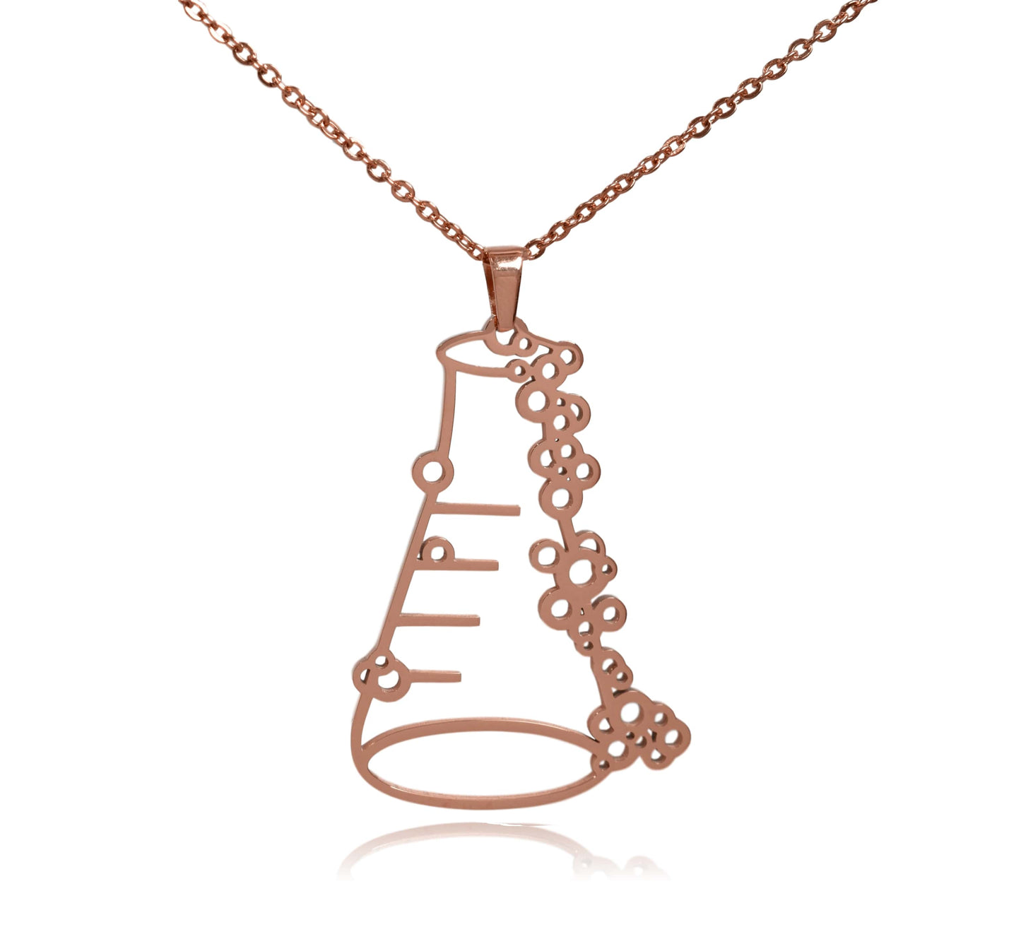 Rose Gold Erlenmeyer Flask Stainless Steel Pendant Necklace