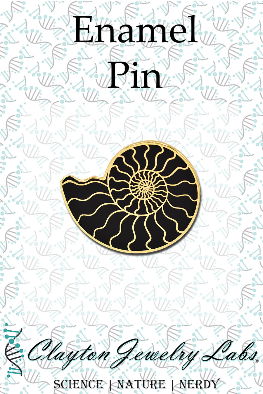 Gold Ammonite Fossil Hard Enamel Pin - Clayton Jewelry Labs