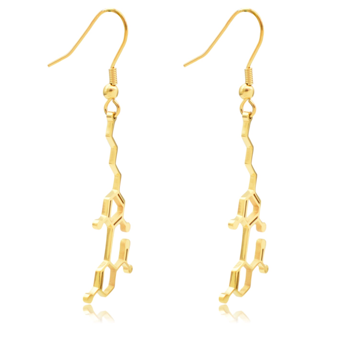 CBD Cannabidiol Molecule Stainless Steel Dangle Earrings