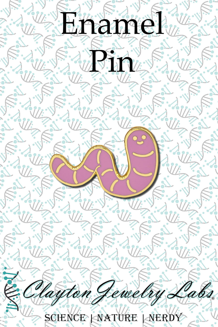 Cartoon Earthworm Hard Enamel Pin | Clayton Jewelry Labs