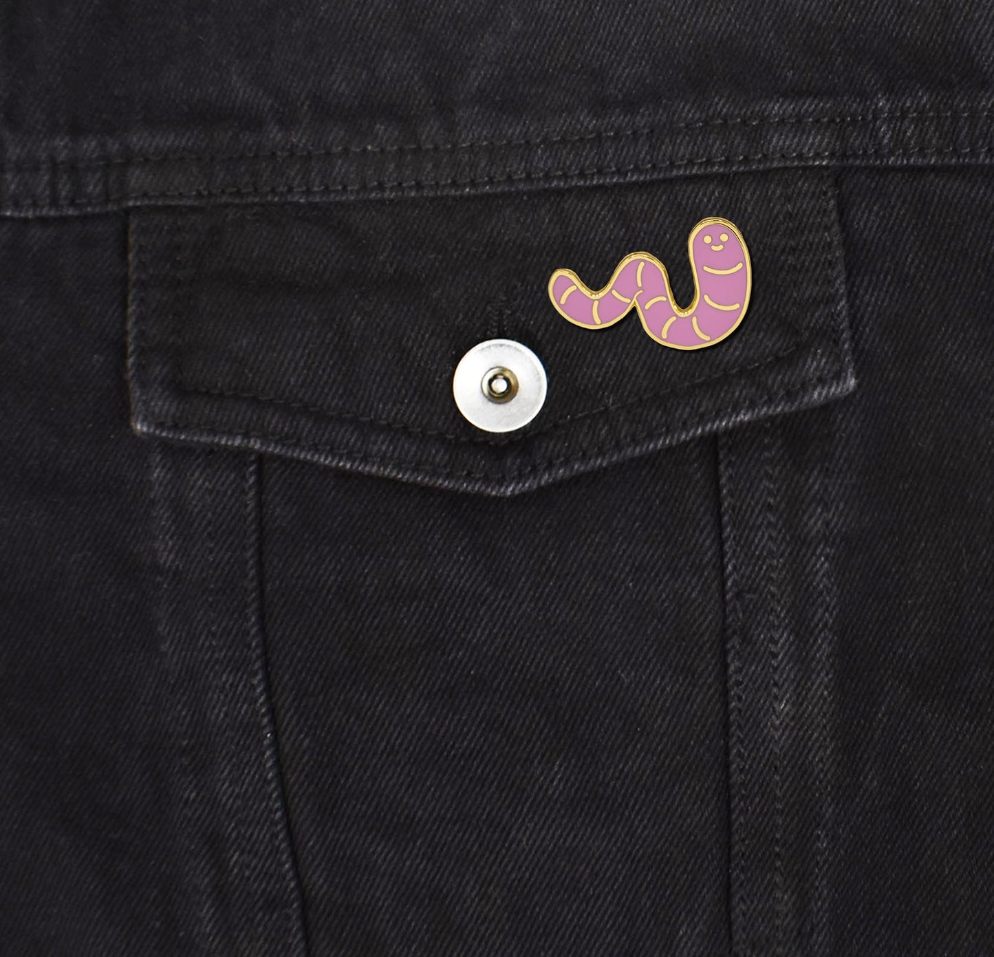 Cartoon Earthworm Hard Enamel Pin | Clayton Jewelry Labs
