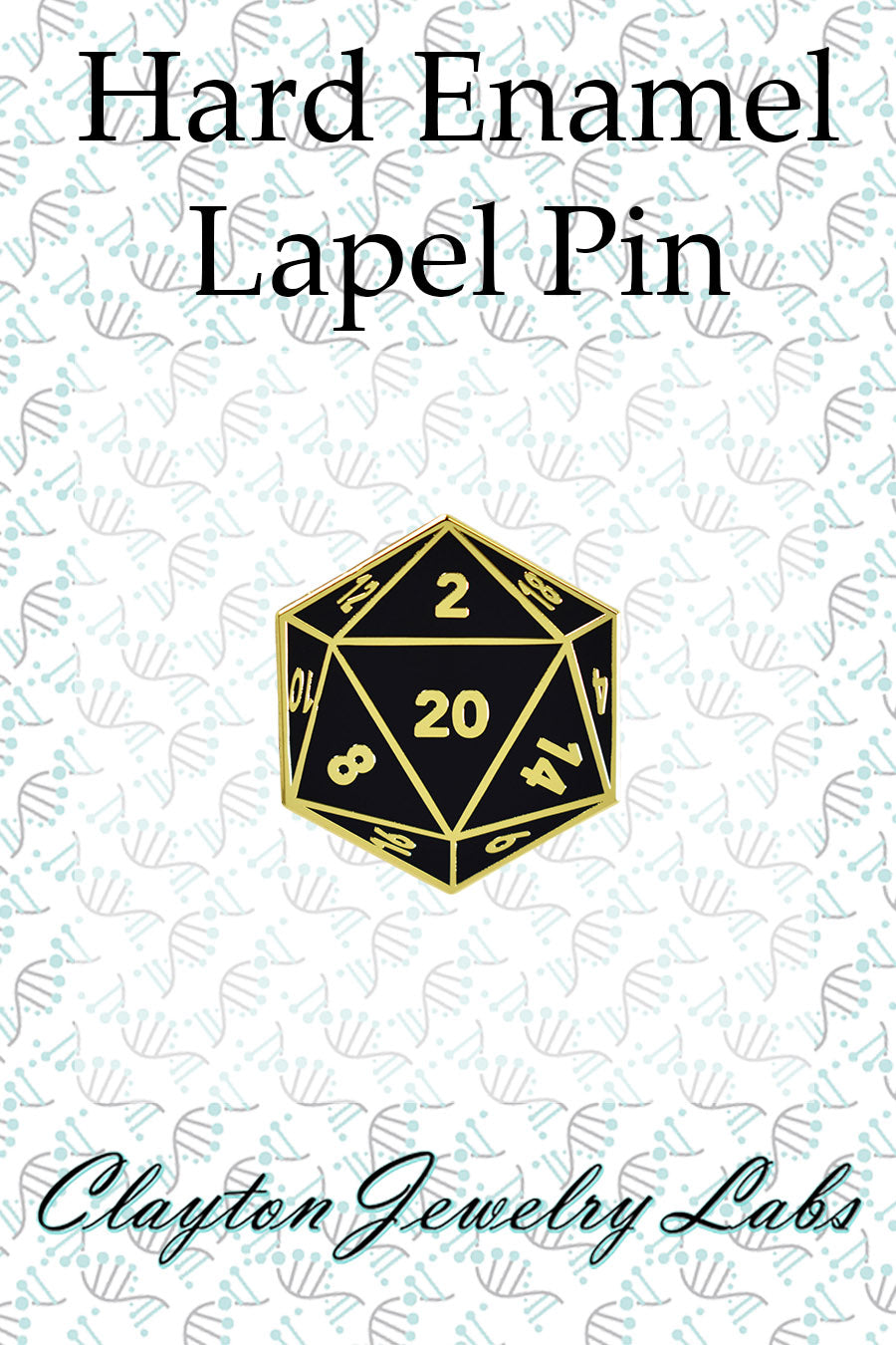 D20 Twenty-Sided Die Hard Enamel Lapel Pin