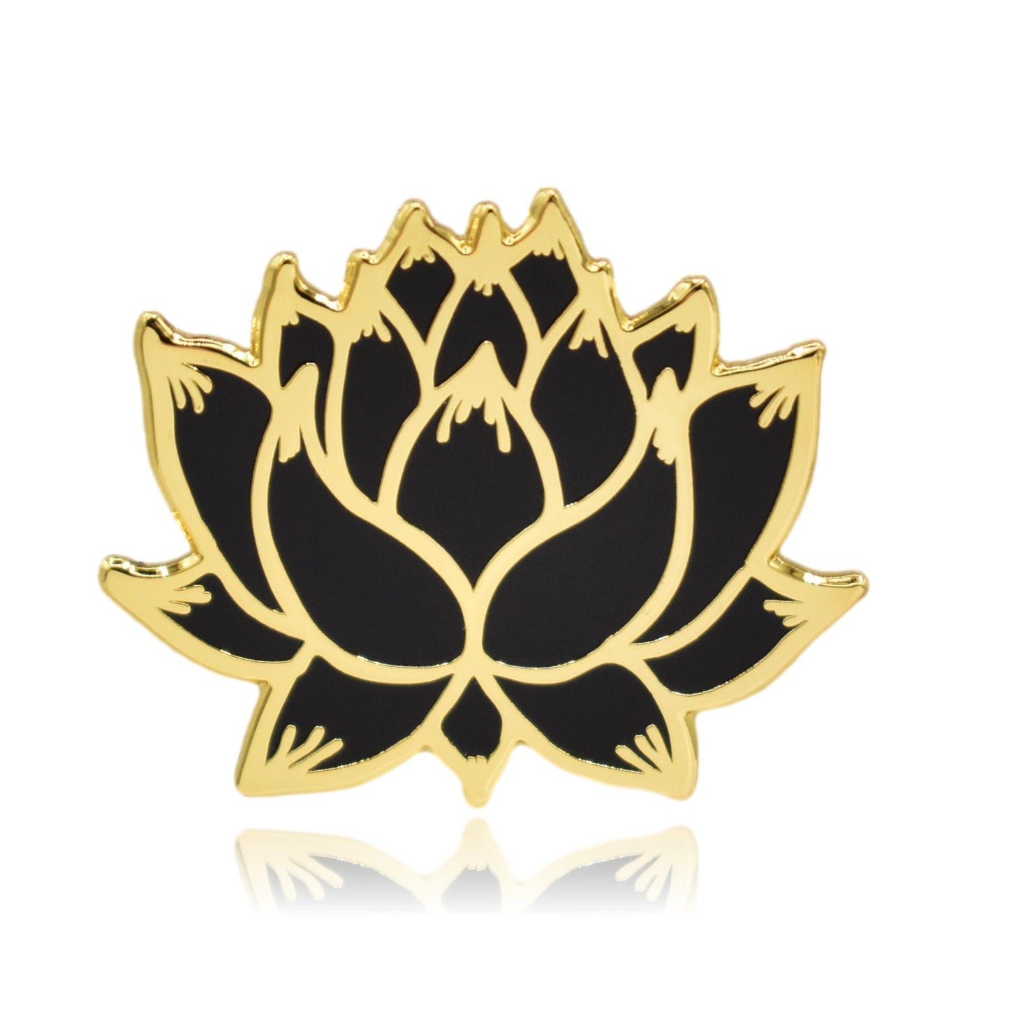 Gold and Black Lotus Flower Hard Enamel Lapel Pin - Clayton Jewelry Labs