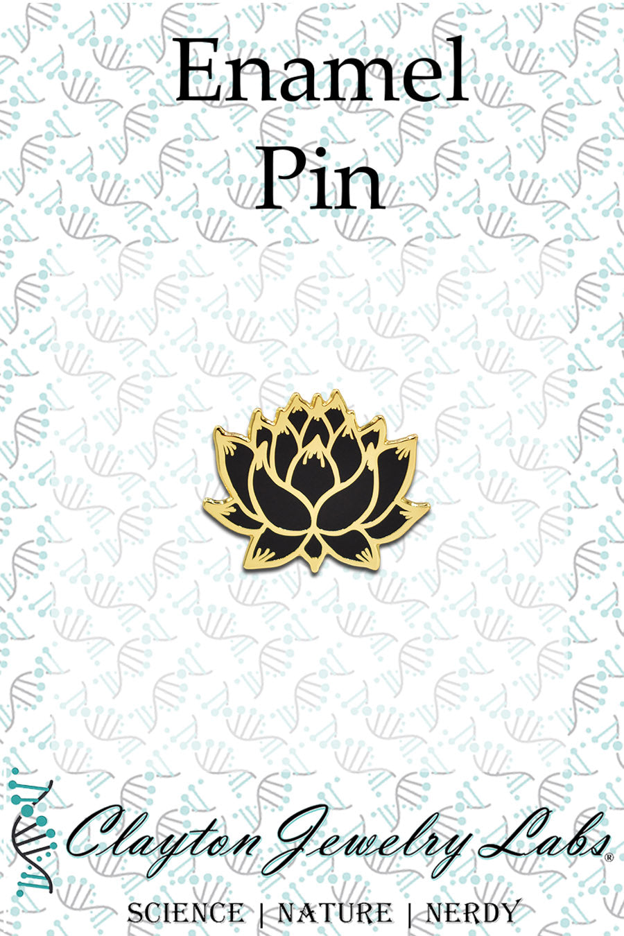 Gold and Black Lotus Flower Hard Enamel Lapel Pin - Clayton Jewelry Labs