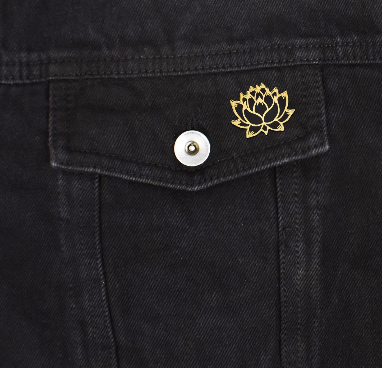 Gold and Black Lotus Flower Hard Enamel Lapel Pin - Clayton Jewelry Labs
