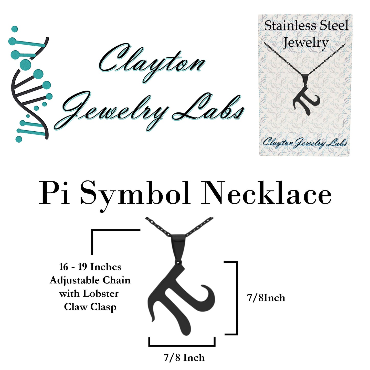 Pi Math Symbol Stainless Steel Necklace