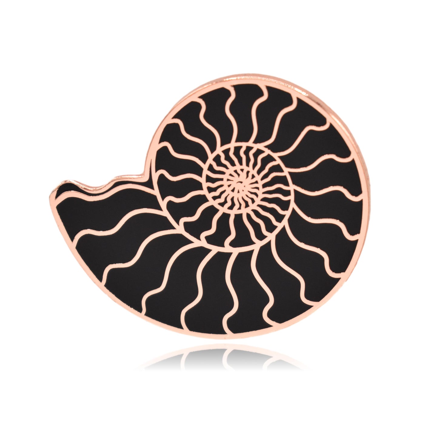 Rose Gold Ammonite Fossil Hard Enamel Pin - Clayton Jewelry Labs