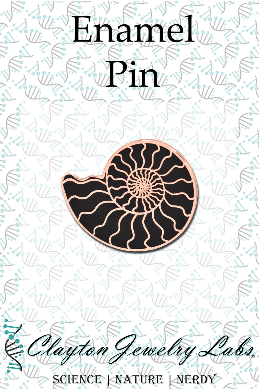 Rose Gold Ammonite Fossil Hard Enamel Pin - Clayton Jewelry Labs