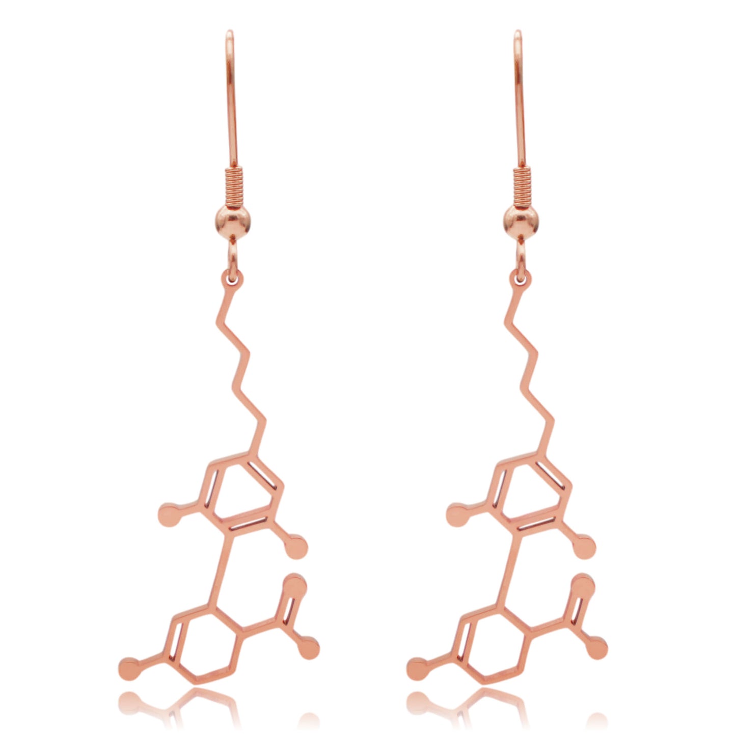 CBD Cannabidiol Molecule Stainless Steel Dangle Earrings