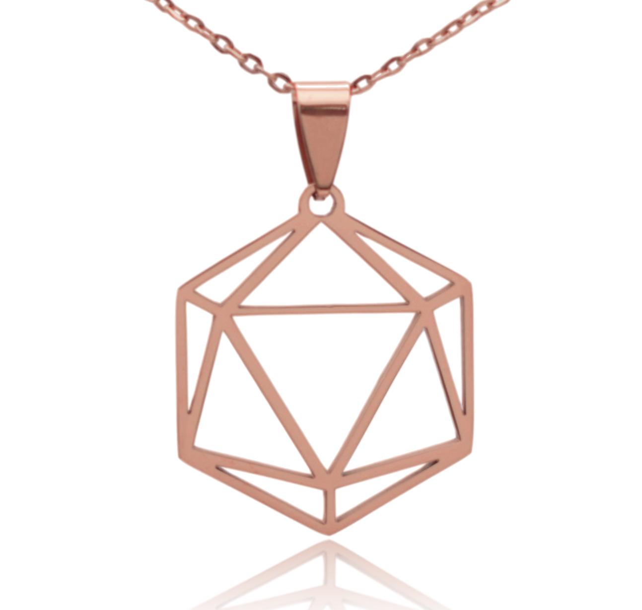D20 Dice Silhouette Stainless Steel Necklace