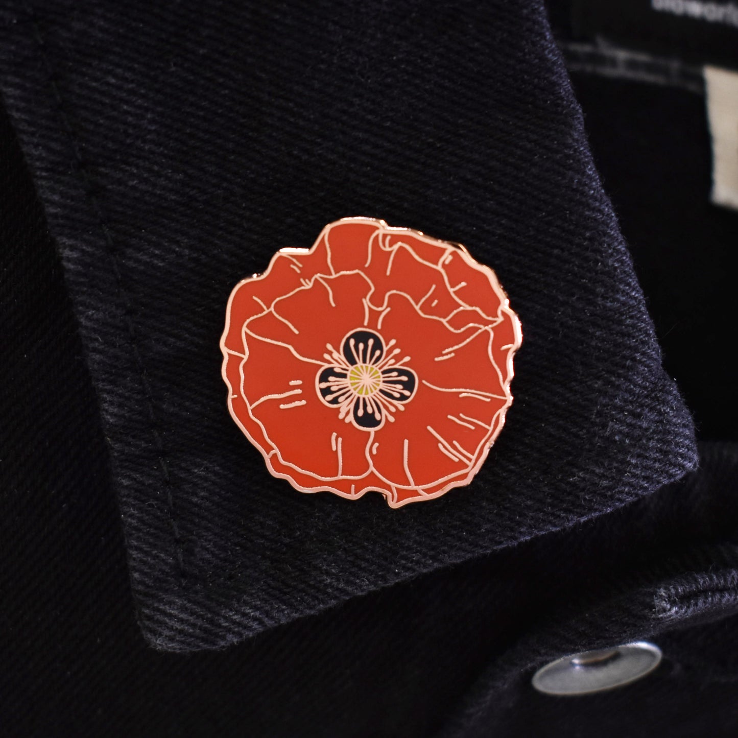 Red Poppy Flower Hard Enamel Lapel Pin